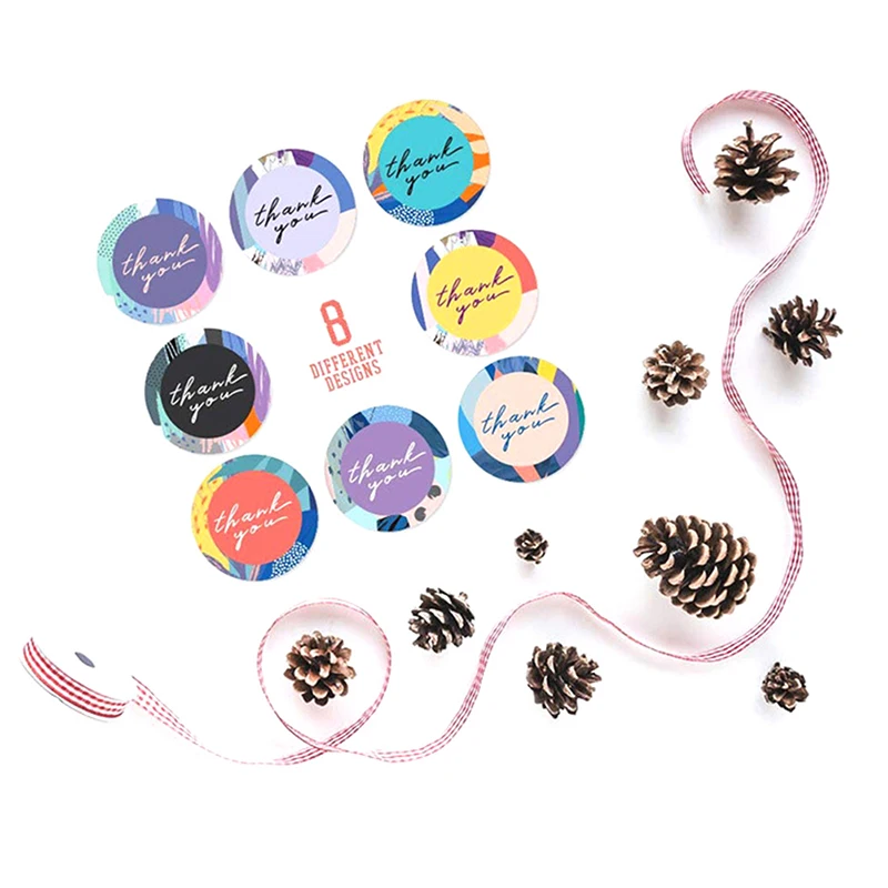 High Quality Stickers With Patterns 500 stickers/roll Colorful Thank You Taste Order Wedding Envelope Seals Diy Gifts |