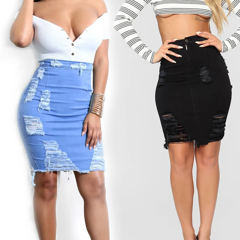 Модные джинсовые женские юбки в европейском стиле сексуальные с высокой талией
