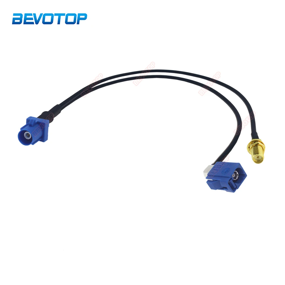 

Fakra C Male to 1X SMA Female + 1xFakra C Female Right Angle Y Type Splitter RF Cable Navigation GPS Antenna Extension Cord