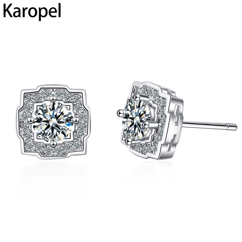 

Karopel Silver 925 Earrings 2021 Fashion AAA Cubic Zirconia Stud Earrings for Women Elegant Wedding Jewelry Gift