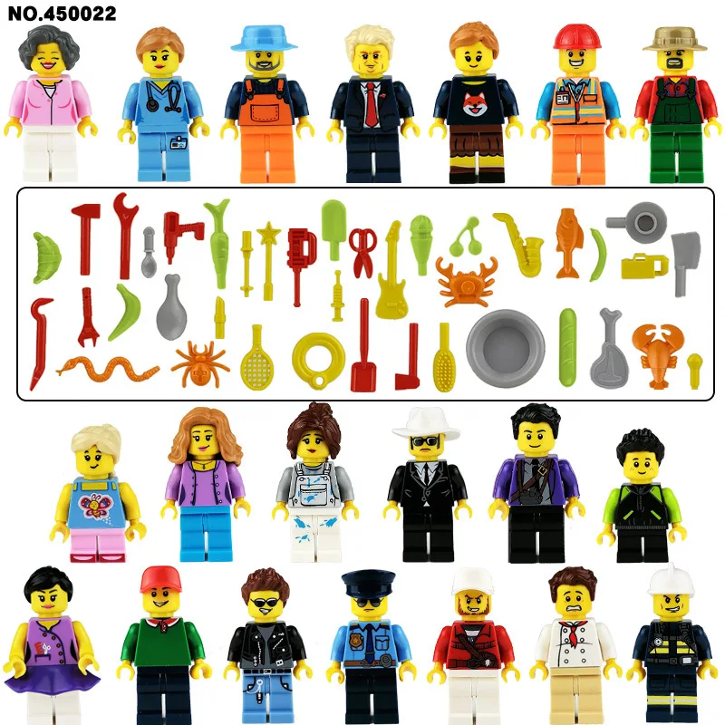 

Wholesale 20pcs/lot City Figure Compatible With Cartoon Action Figure City Police Buildings Blocks Sets DIY Assemble Doll Toy