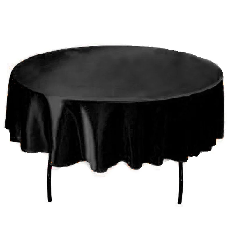 Black 145 см x 145 см скатерть для отеля, однотонная круглая атласная Скатерть для рождества, Свадебная вечеринка в отеле, ресторан, банкет, Декор, 21 цвет - Цвет: Black