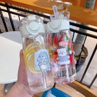 cute girl simple and fresh plastic cup adult water cup pregnant woman student milk cup milk tea bottle kettle with straw