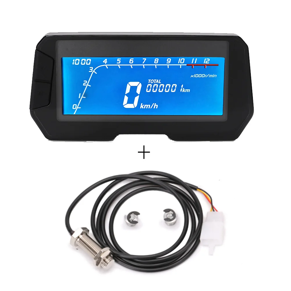With Sensor-A 12000 об/мин 6 передач Универсальный мотоцикл lcd цифровой спидометр одометр подсветка мотоцикла одометр для 2,4 цилиндров метр - Цвет: With Sensor-A