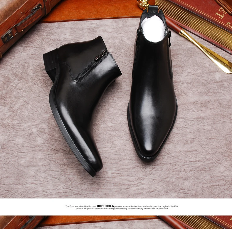 Мужские ботинки в стиле милитари из натуральной кожи на двойной молнии