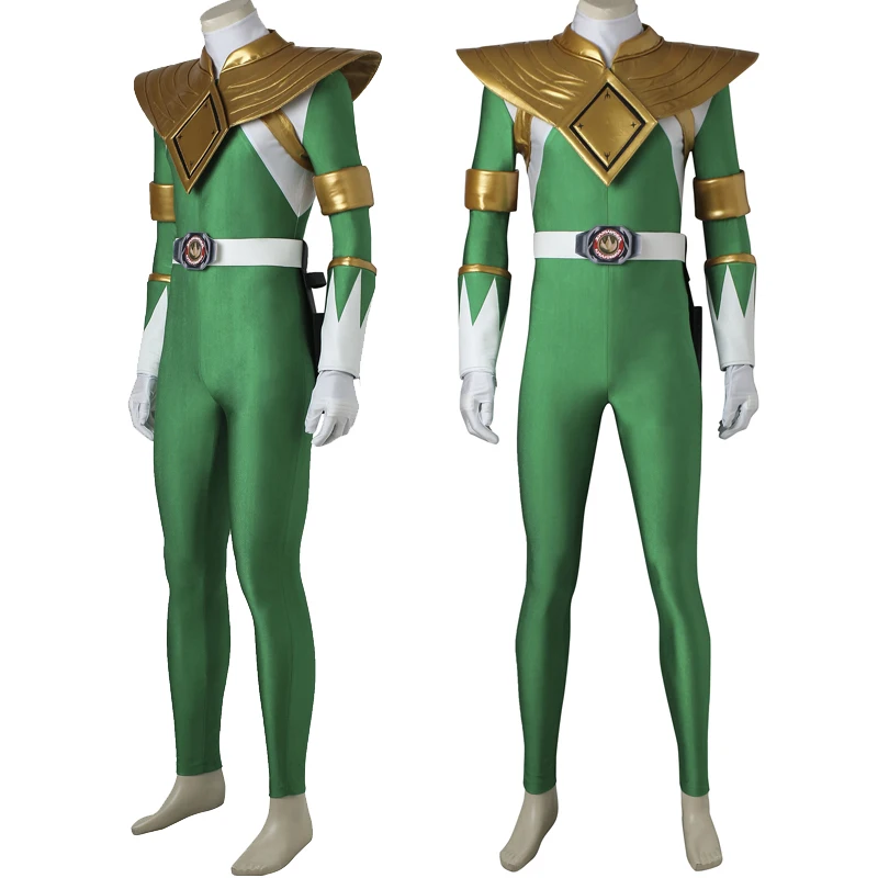 Green Ranger  Superhero Cosplay Tommy Costume Oliver Jumpsuit Fancy Halloween Masquerade Performance Outfit