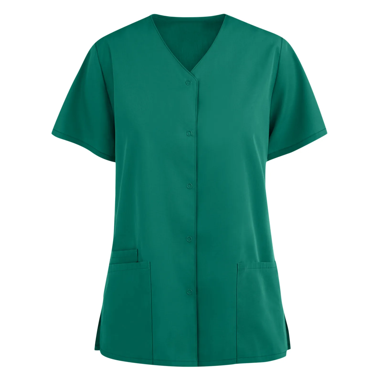

Scrubs Tops Women V-Neck Short Sleeves Shirt With Two Pockets Beauty Salon Uniform Healthcare Workwear SPA Nursing Blouse A50