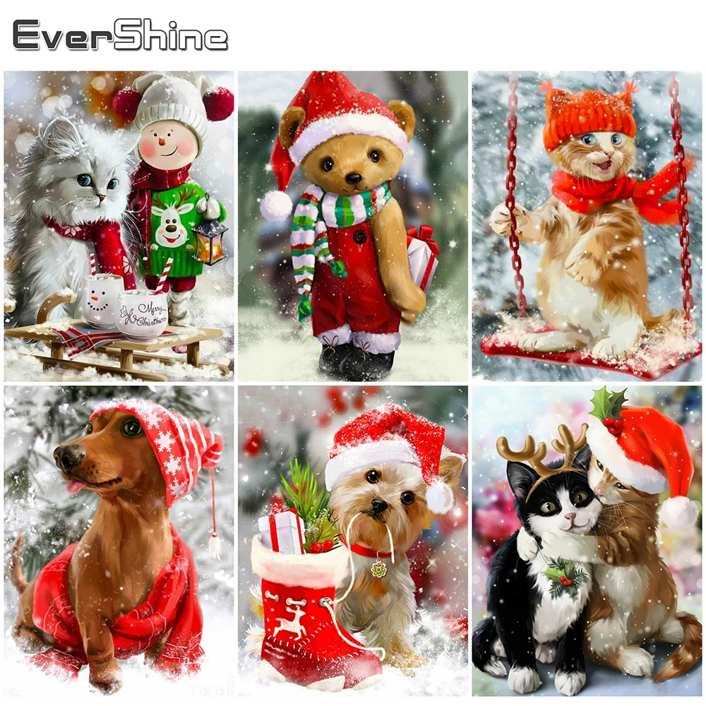 

Evershine 5D DIY Diamond Painting Christmas Full Square Diamond Embroidery Dog Animal Rhinestone Picture Home Decor Gift