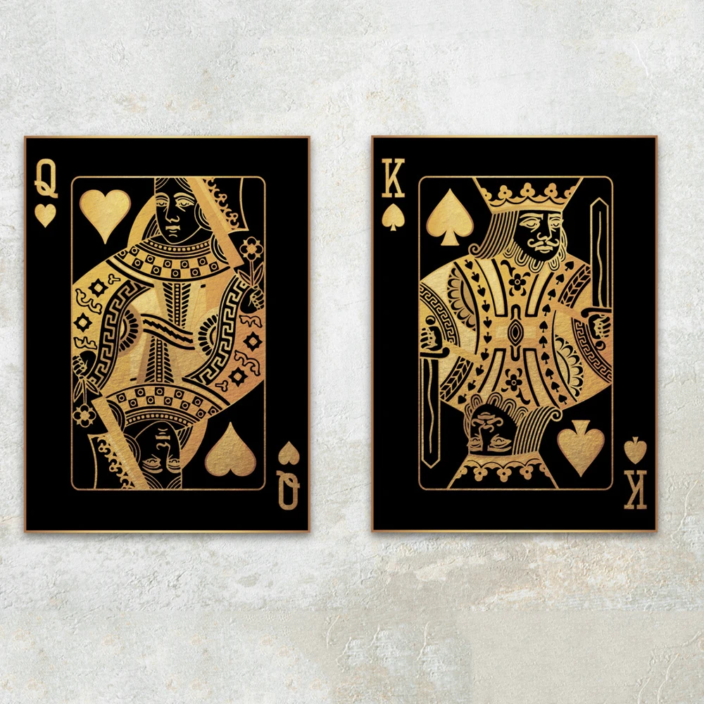 

Nordic Fashion Creative Poster Black Gold Playing Card Art Canvas Painting On The Wall Interior Design Living Room Decoration