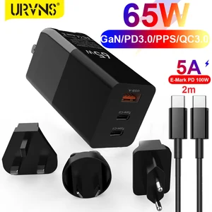 urvns 65w gan usb c pd charger quick charge 3 0 qc3 0 pps scp afc usb c type c fast usb charger for macbook pro iphone samsung free global shipping