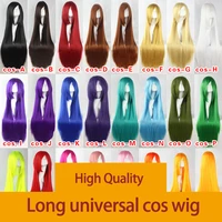synthetic anime wig with bangs long straight wig lolita hair wig party cosplay wigs red purple pink black grey