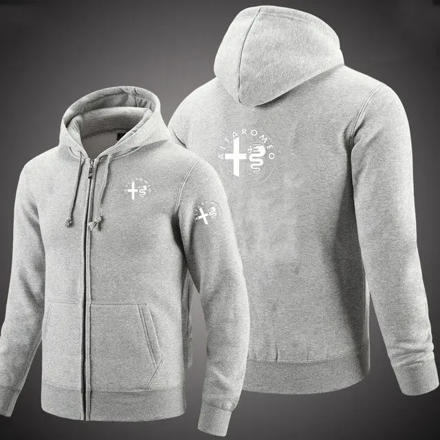 

Spring Autumn Zipper Hoodies Alfa romeo logo Printed Comfortable Hoodie Fleece Long Sleeve Man's zipper Jacket Sweatshirt