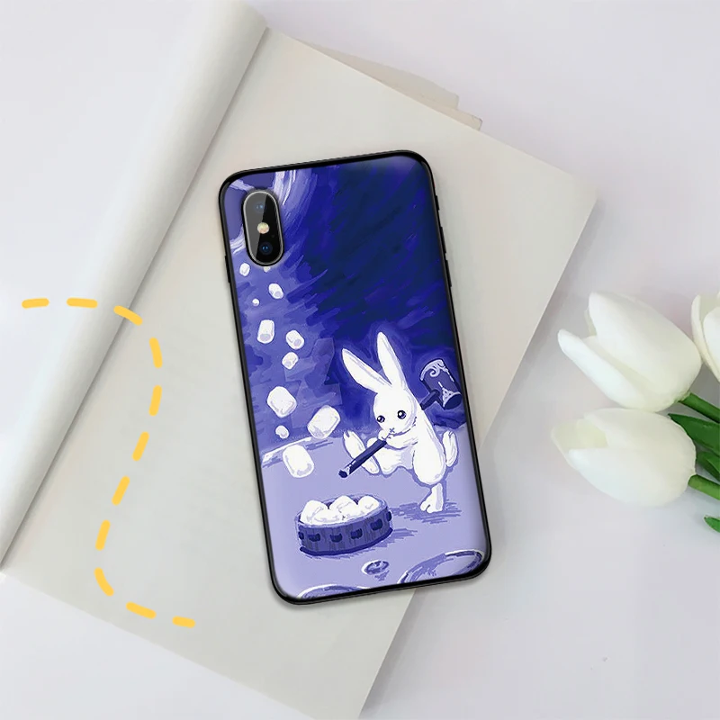 Мягкий чехол из ТПУ с рисунком белого кролика для Apple IPhone X XR XS MAX 5 5S 5C SE 6 S 7 8 Plus ipod