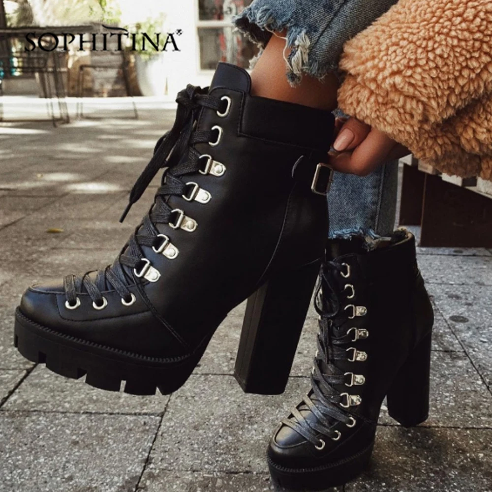 Женские ботильоны на шнуровке SOPHITINA водонепроницаемые удобные ботинки платформе