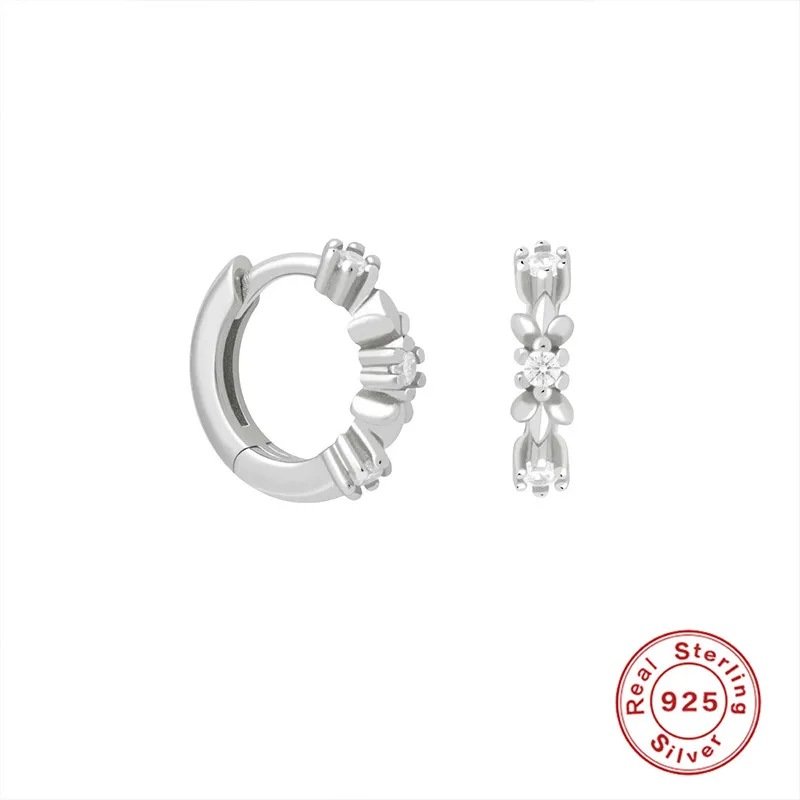 

Aide Hoop Earrings Silver 925 Flower Leaf Shape Earring Puncture Pendientes For Woman Piercing Oorbellen orecchini Fine Jewerly