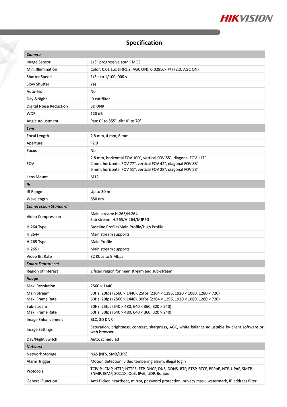 Hikvision DS-2CD1143G0-I POE камера видеонаблюдения 4MP IR Сетевая купольная камера 30 м IR IP67 IK10 H.265+ слот для sd-карты
