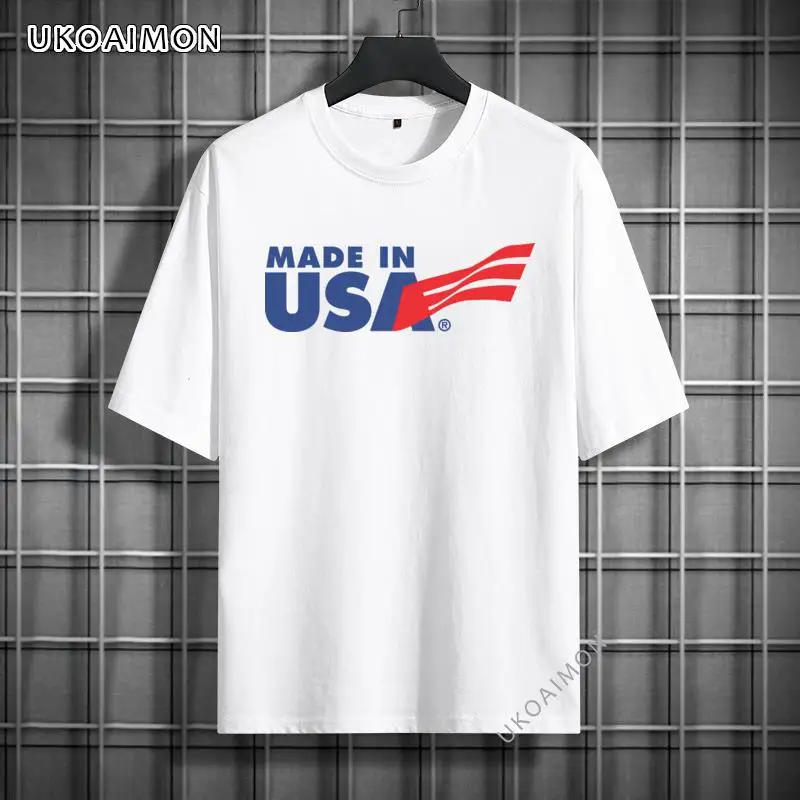 

April Fool Day Made In USA American Flag Short Sleeve Fashion T-Shirt Cotton Simple Style Tees Pure Cotton Cute TShirt Faddish