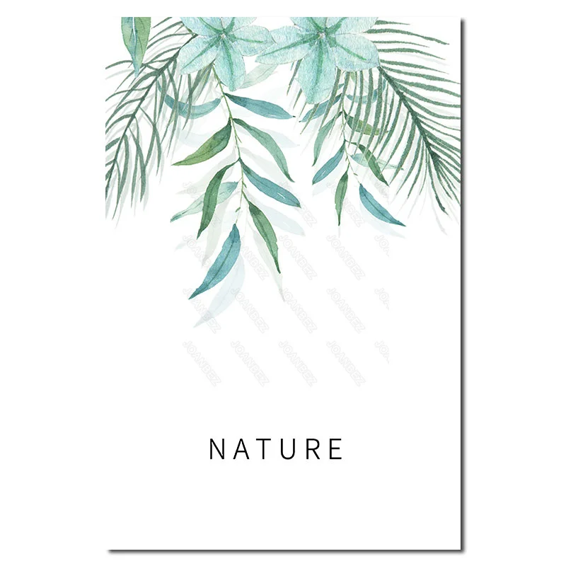 

Modern authored leaves and flowers white substrate background simple living room decoration poster wall wallpaper furniture art