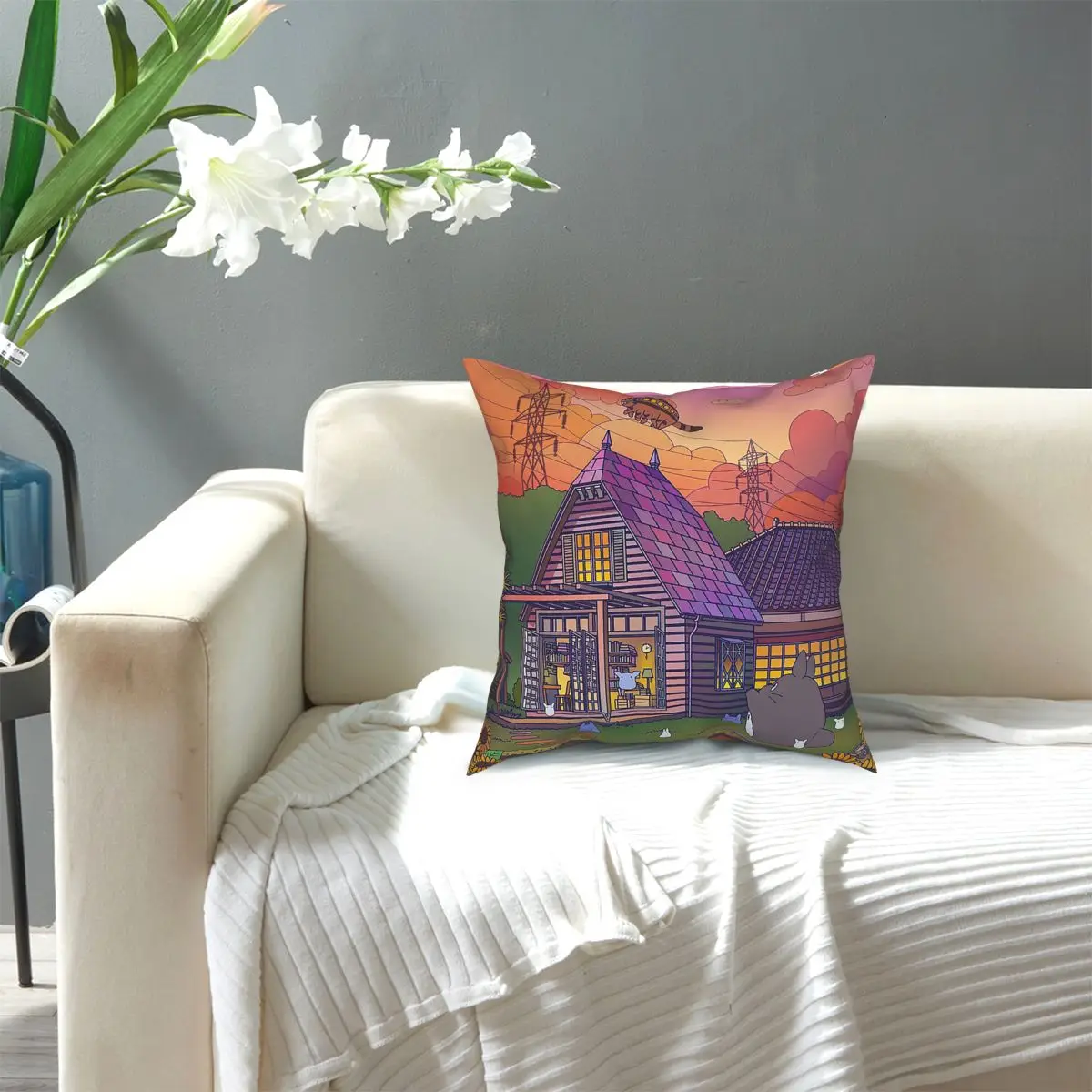 

My Neighbour Totoro Pillowcase Home Decorative Ghibli Cushion Cover Throw Pillow for Car Polyester Double-sided Printing Casual