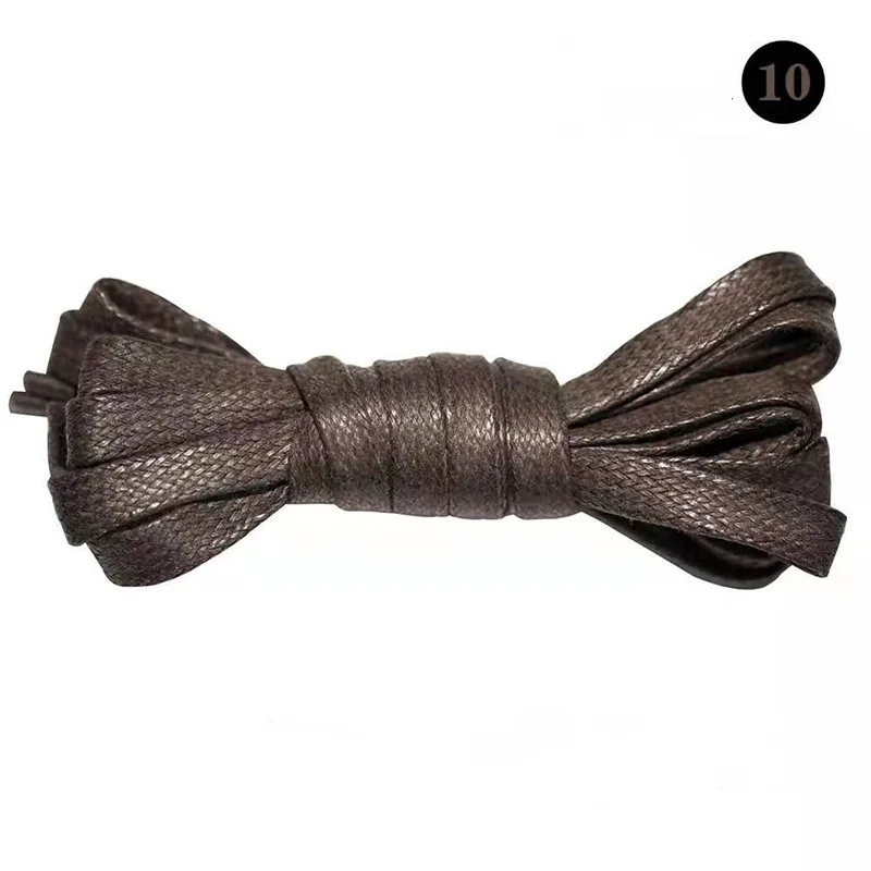 Coffee 50/80/100/120CM 1Pair Unisex Waxed Flat Shoelaces Leather Waterproof Casual Shoes Laces Boots Shoelace For Shoes Accessories - Цвет: Coffee