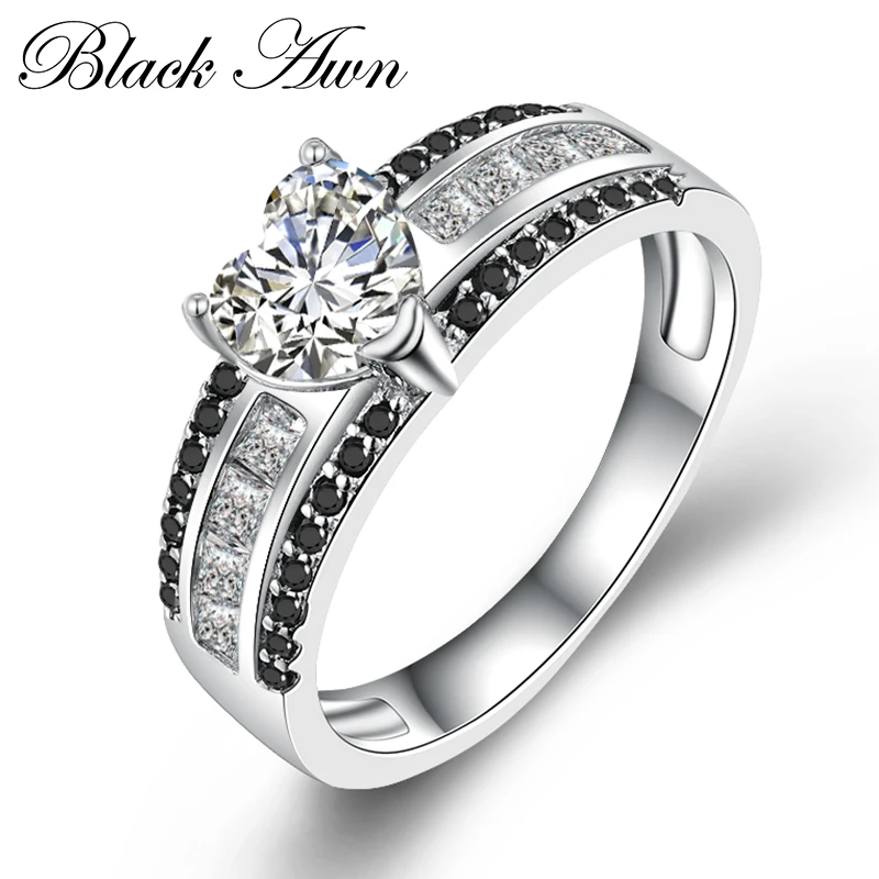 BLACK AWN 2021 New Genuine 100% Sterling 925 Silver Jewelry Square Engagement Rings for Women Gift C385