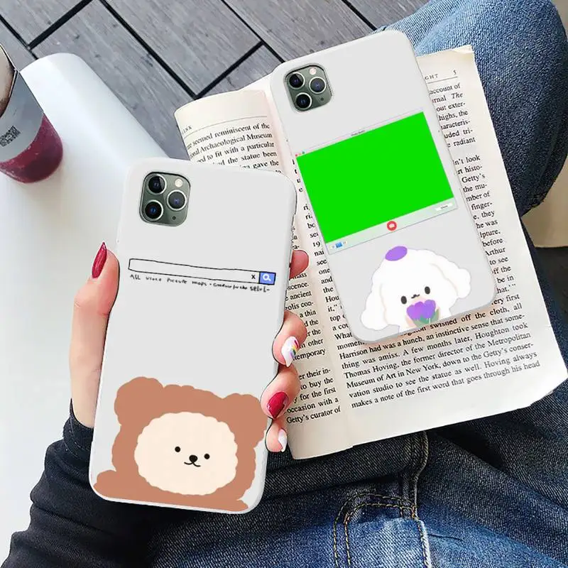 

Cute cartoon bear dog Phone Case Candy Color for iPhone 6 6S 7 8 11 12 XS X SE 2020 XR mini pro Plus MAX mobile bags aesthetic