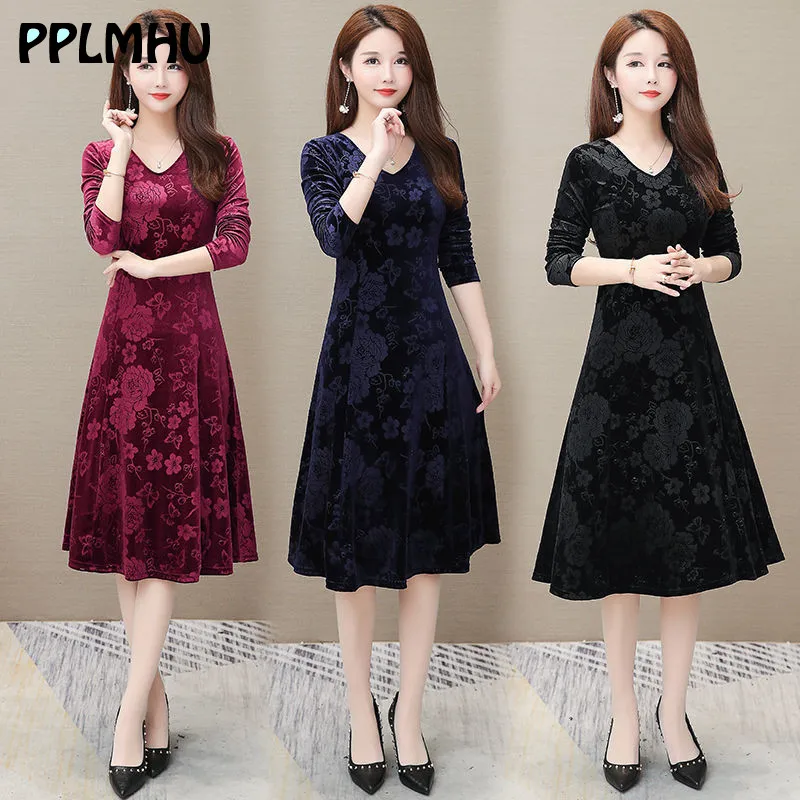 Повседневное бархатное платье с цветочным принтом размера плюс 5xl 4xl весеннее