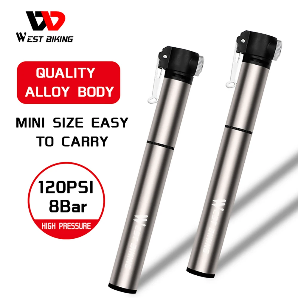 

WEST BIKING Portable Bicycle Pump 120PSI Road MTB Bike Pump Tire Air Inflator MTB Accessories Schrader/Presta Valve Bike Pump