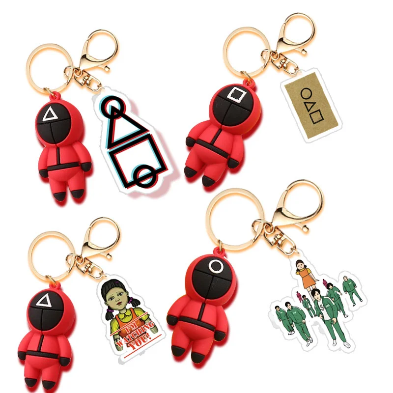 

KPOP Squid Game Three-dimensional Soft Pendant Acrylic Key Ring Keychain K-POP SquidGame New Korea Group Thank You Card