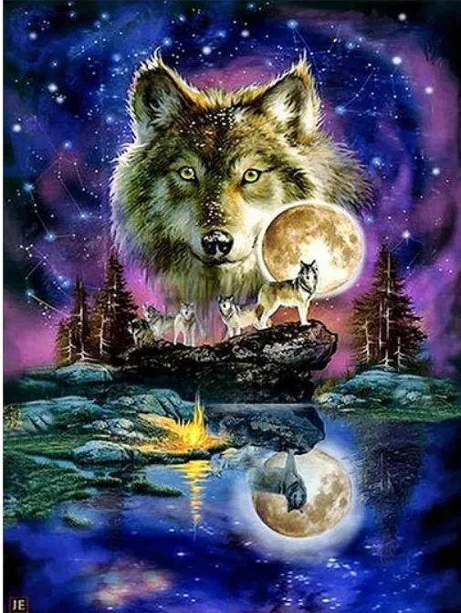 

DIY Diamond Painting Wolf Scenery Full Drill Rhinestone cross stitch kits handmade embroider Crafts love gift