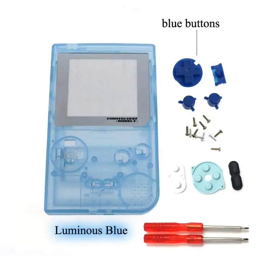 YuXi полный Чехол Корпус Замена для Gameboy Карманная игровая консоль для GBP оболочка с кнопками Набор отверток Инструменты - Цвет: Luminous blue