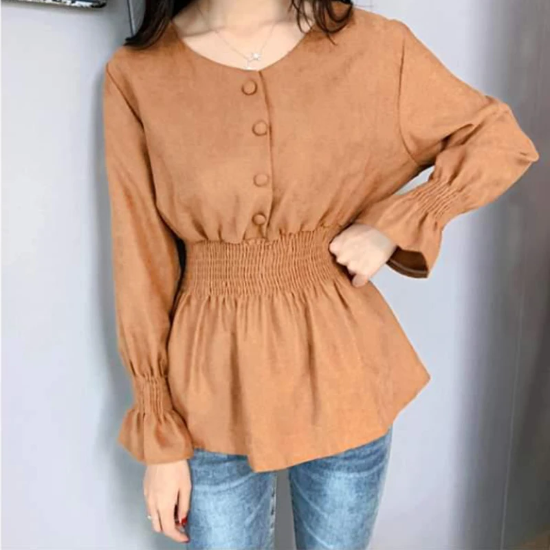 Женская шифоновая рубашка с длинным рукавом V-образным вырезом | одежда