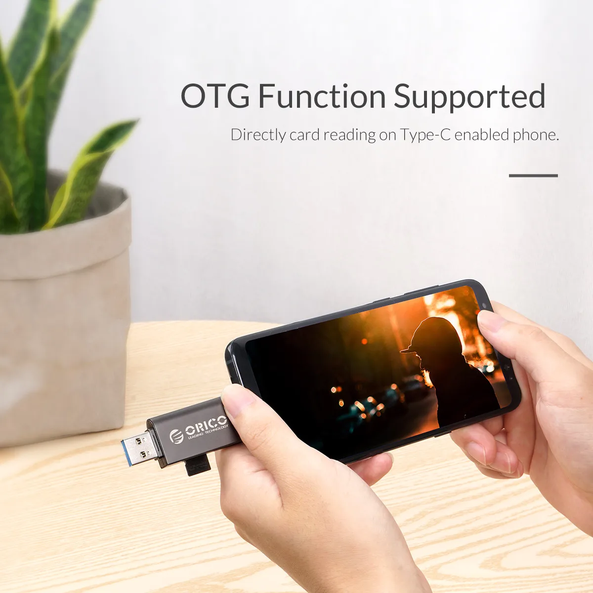 ORICO USB 3,0 TF/SD кард-ридер Mini USB3.0 USB C двойной кард-ридер Поддержка SD/TF с многофункциональным дизайном-черный/белый
