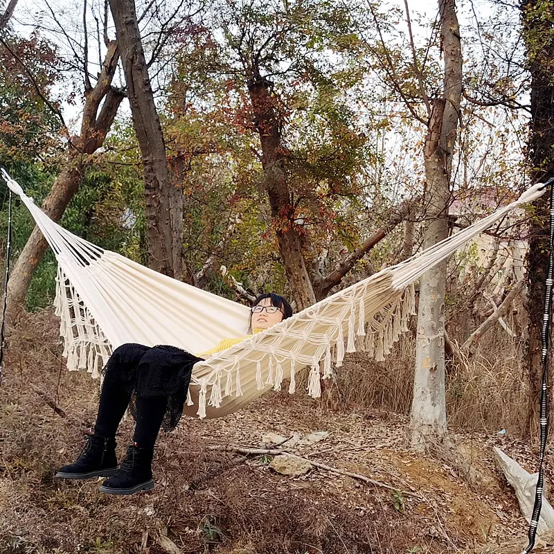 Бахромой макраме гамак хлопок на дерево качающаяся кроватка для патио|Гамаки| |