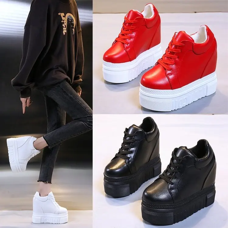 

Кроссовки женские на платформе 12 см, Вулканизированная подошва, холщовые, повседневная обувь, белые, на весну-осень