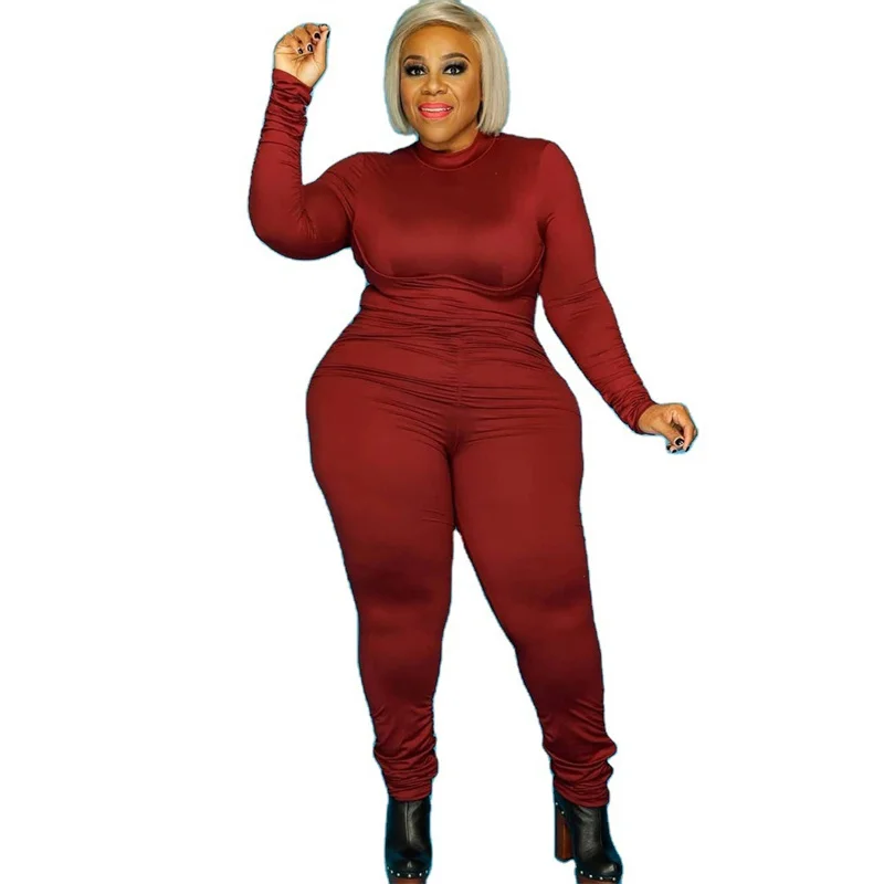 

Women Jumpsuit Romper Bodycon Playsuit Long Sleeve One Piece Outfit Super Stretchy Plus Size Jumpsuits Wholesale Dropshipping