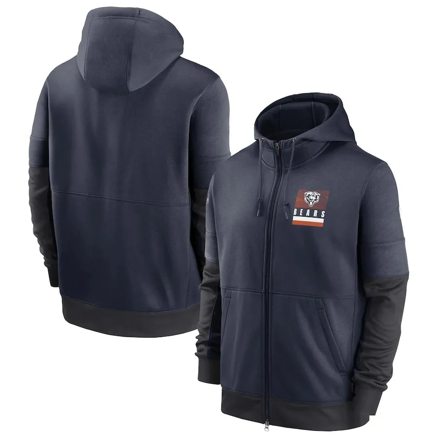 

Men's Chicago Navy Sideline Impact Lockup Performance Bears Full-Zip Hoodie