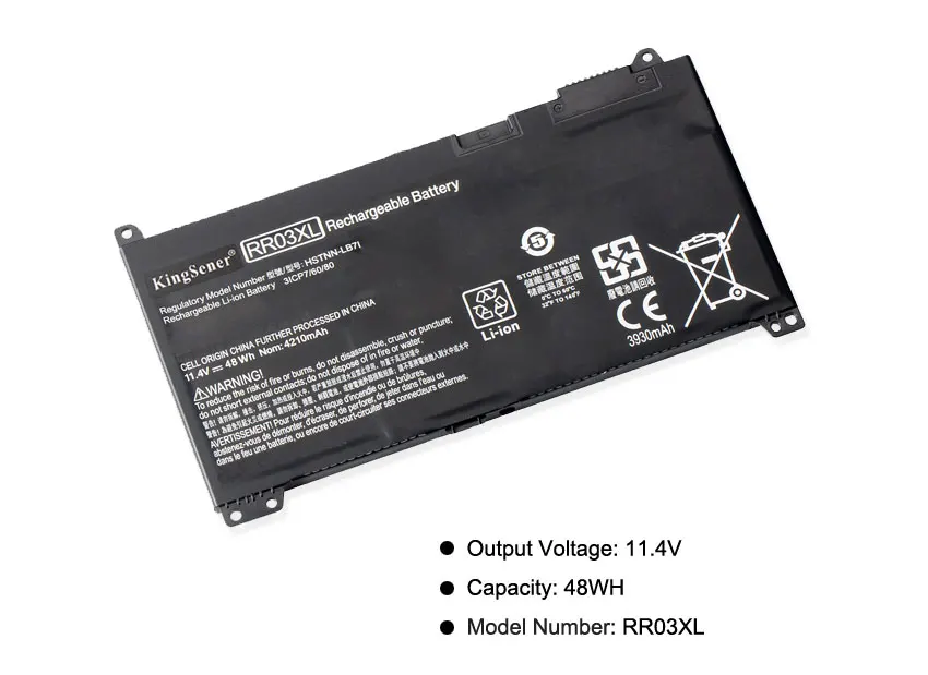 Аккумулятор KingSener RR03XL для HP ProBook 430 440 450 455 470 G4 Φ 51477 422 851610 855|Аккумуляторы ноутбуков|