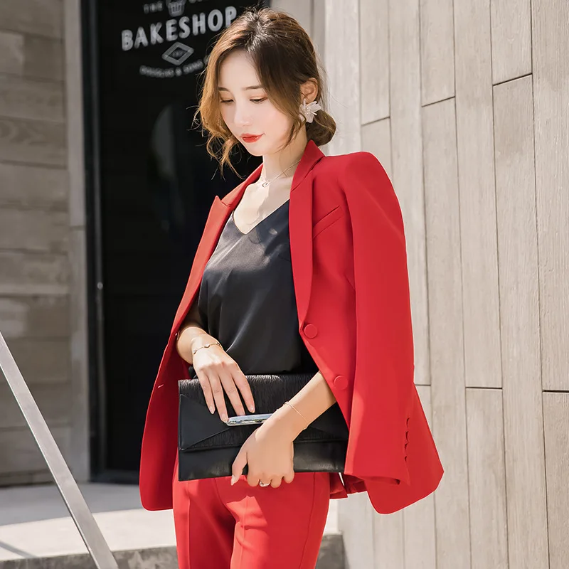 Весна и осень Новый офисный блейзер костюмы высокого качества OL женские брюки