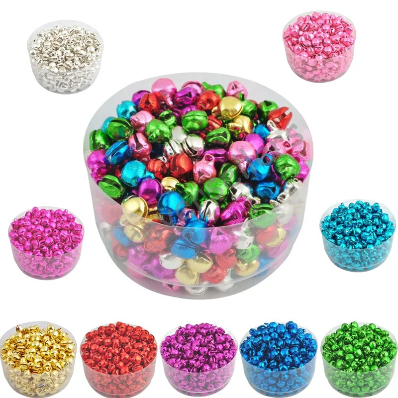 Продажа 100 шт 6*8 мм Оптовая подвеска с бубенчиками рождественские Jingle красочные