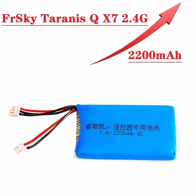 Upgrade Power 7.4V 2200mAh Lipo Battery for FrSky Taranis Q X7 2.4G Transmitter Spektrum DX8 DX6e DX6 RC 2S Rechargeable | Игрушки и