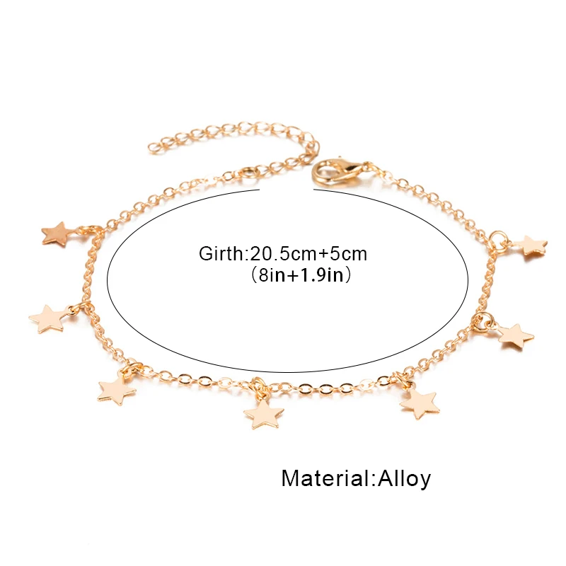 

Female Bohemian Star Summer Anklets For Women Tortoise Ankle Bracelets Girls Barefoot on Leg Chain Jewelry Gift Cute Foot Chains
