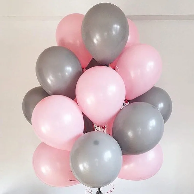 pink gray 30 шт./лот, 10 дюймов, розовый, белый, прозрачный воздушный шар, латексный гелиевый поплавок, для дня рождения, вечеринки, для детского душа, свадебные декоративные шары - Цвет: pink gray