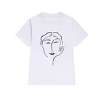 Летняя футболка Harajuku, женская футболка с абстрактным принтом лица, футболка с круглым вырезом, женский топ с линиями, футболка