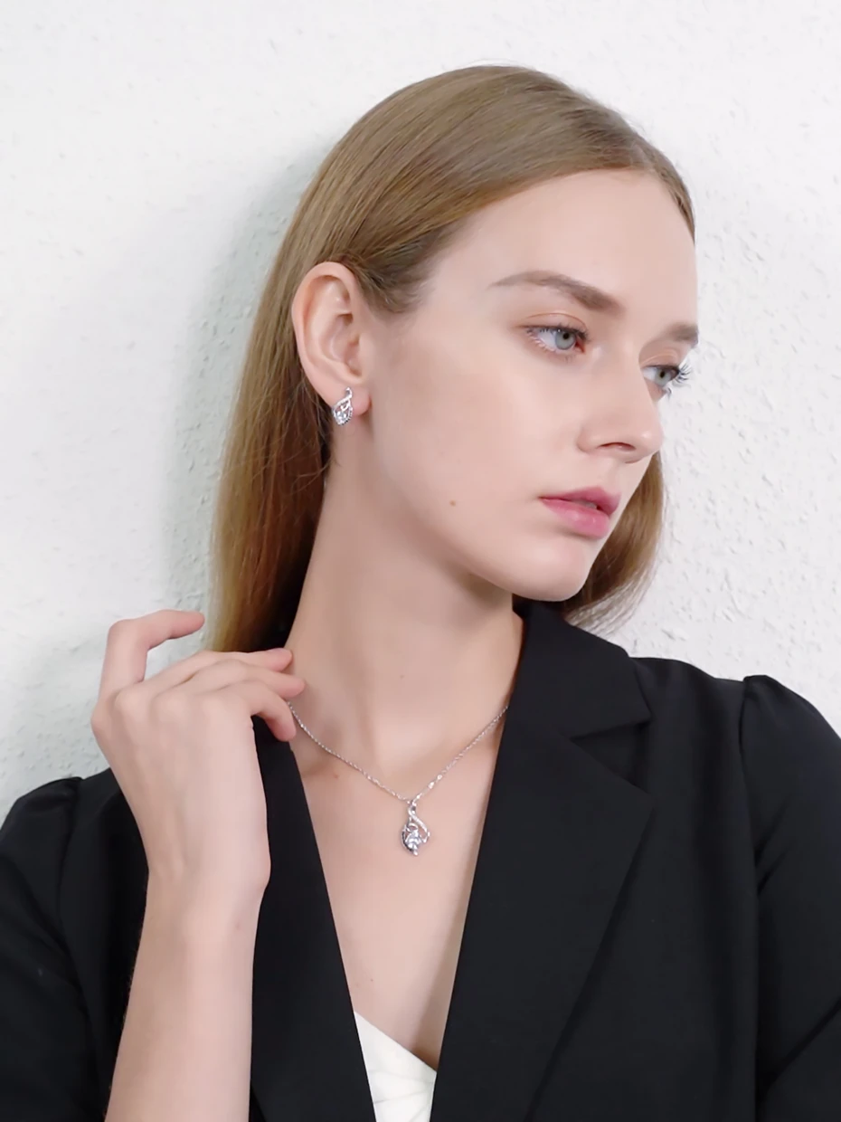 [BLACK AWN] Femme подлинные 925 пробы Серебряные Ожерелья Подвески Ювелирные изделия ЧЕРНЫЕ& ожерелье из белых камней женские ювелирные изделия P081