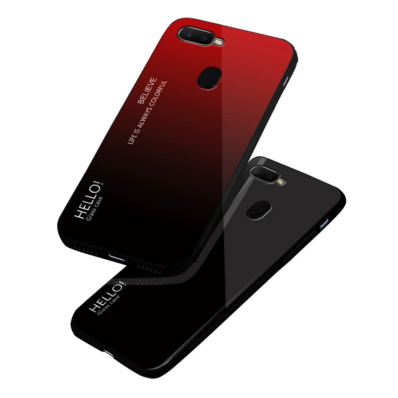 UPaitou Tempered Glass Case for OPPO F9 Pro A7X Soft TPU Edge Luxury Gradient Back Cover |