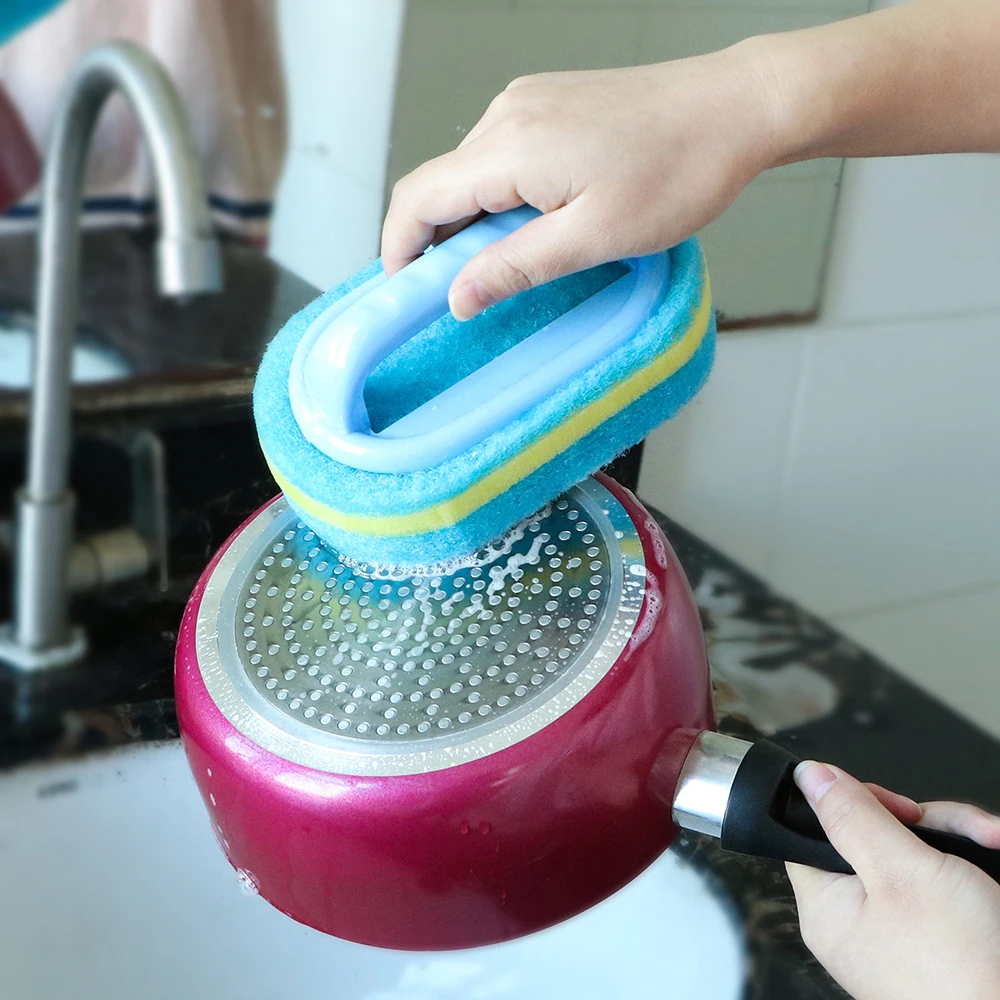 

Kitchen Bath Brush Cleaning Plastic Handle Magic Sponge Strong Decontamination Wipe Sponge Tiles Glass Wall Cleaning Brush