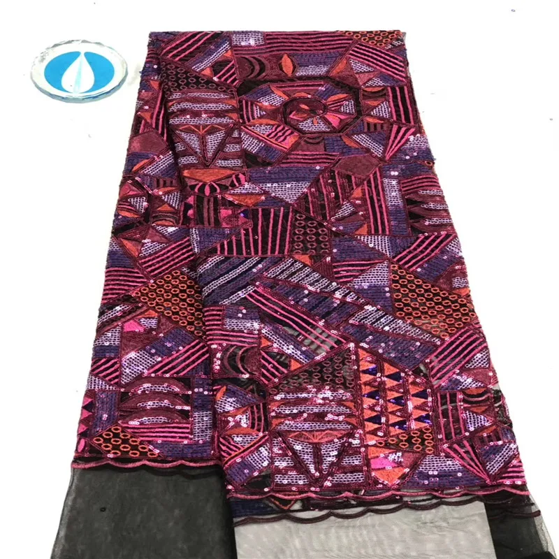 

Latest Nigerian Lace Fabric 2020 High Quality Luxury Fabrics With Sequins Lace Fabric For Evening Dresses Trims Sewing