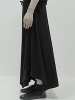 the same style for men and women is irregular wide leg pants casual pants skirt solid color large size elastic waist