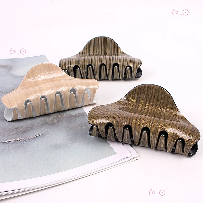 Новый стиль большой искусственный рисунок для девочек заколка краб с деревянным